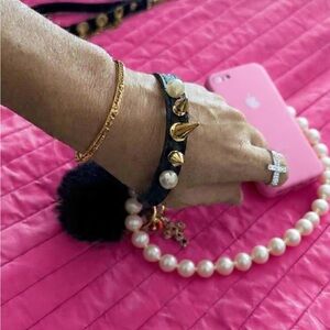 Charm Wristlet for Cell or Handbag - Navy w/ Gold Accents ✨💯 Original✨